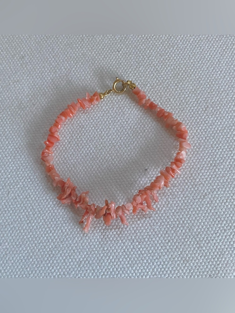 Vintage Angel Skin Pink Coral Chip Bracelet Gold Clasp